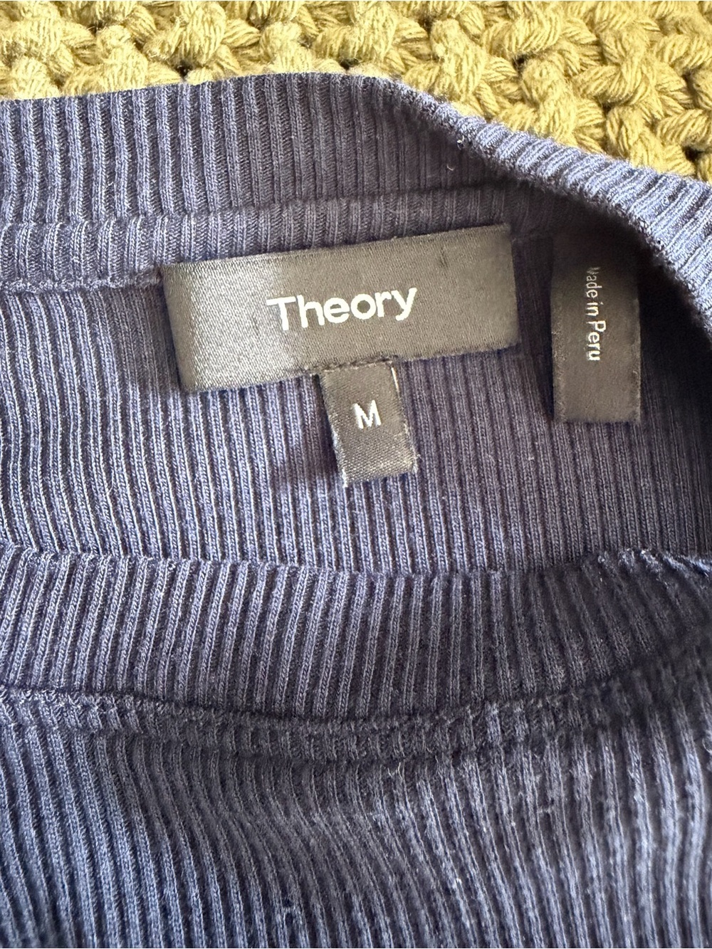 Theory Navy Ribbed Long-Sleeve Crewneck Top - Picture 2 of 2
